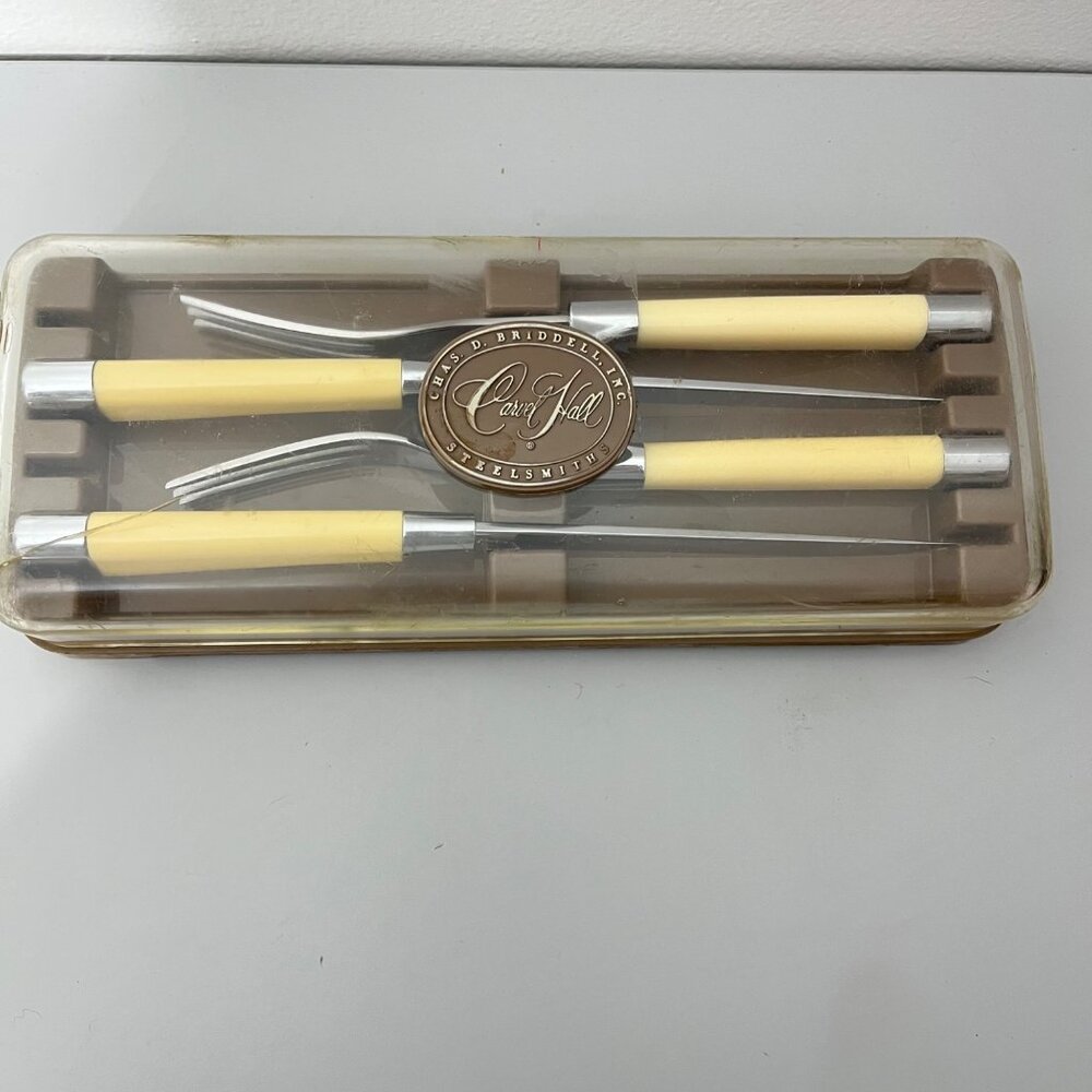 Vintage Carvel Hall Fork & Steak Knife Set‎ By Briddell, retro kitchenware mcm